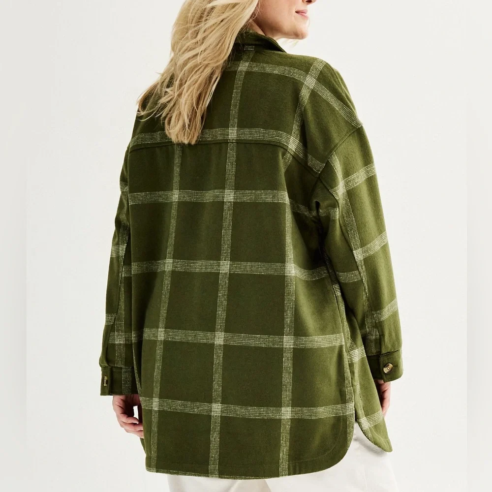 NWT Sonoma Green Plaid Shacket in Size 0X, 1X, 2X, 4X - Picture 3 of 16